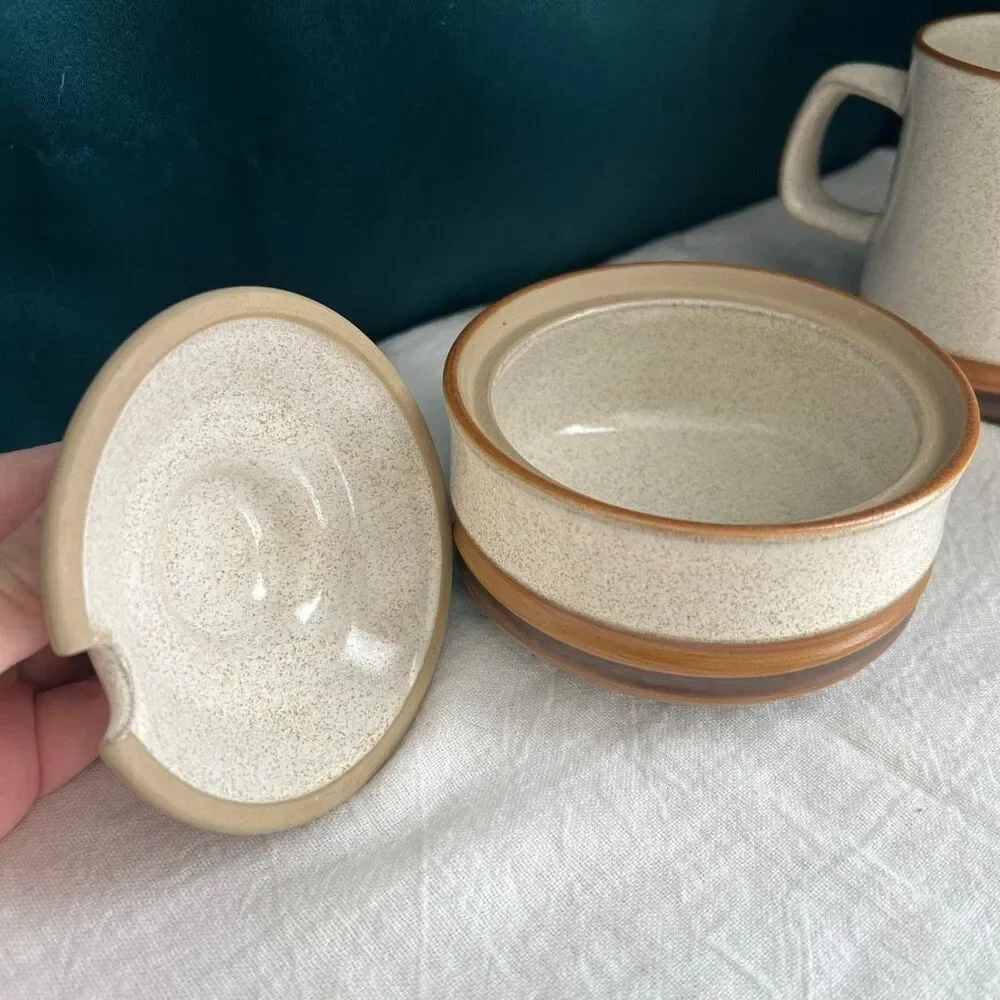 Denby-Langley Potter's Wheel Sugar Creamer Speckled Stoneware